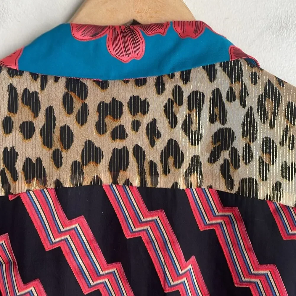 Alice + Olivia Multi-Color Mixed Print Wrap Blouse - Picture 12 of 16